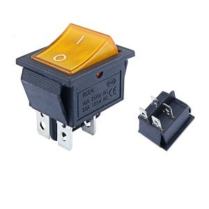 Выключатель желтый 16А 250V, 20A 125V (4-х контакт.) клавишный